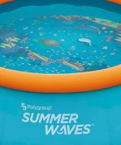 Summer Waves P1C008303 8 Foot Wide Quick Set Inflatable Top Ring Kiddie Swimming Pool with Deep Sea Ocean Life Graphics and 3D Goggles, Blue