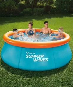 Summer Waves P1C008303 8 Foot Wide Quick Set Inflatable Top Ring Kiddie Swimming Pool with Deep Sea Ocean Life Graphics and 3D Goggles, Blue -Swimming Pools Sales unnamed file 1017