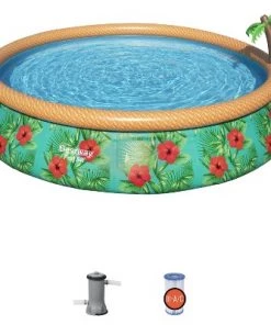 Bestway 57415E 15Ft x 33In Fast Set Paradise Palms Inflatable Swimming Pool Set