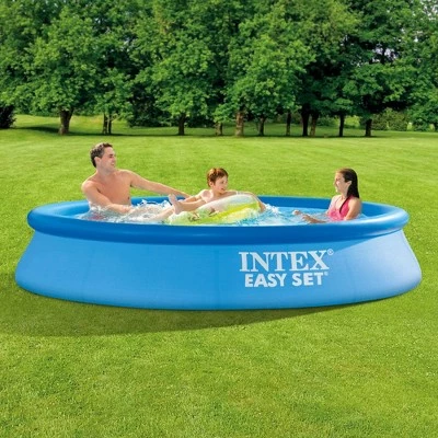 Intex 28116EH Round 10 Foot X 2 Foot Easy Set Inflatable Puncture Resistant Above Ground Portable Outdoor Swimming Pool for Kids and Adults, Blue 1 Intex 28116EH Round 10 Foot X 2 Foot Easy Set Inflatable Puncture Resistant Above Ground Portable Outdoor Swimming Pool for Kids and Adults, Blue