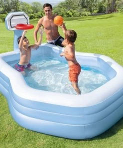 Intex 57183EP 101 Inch Swim Center Shootin' Hoops Inflatable Family Pool, Blue