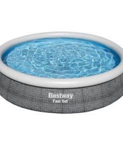Bestway Fast Set 57444E-BW 12 Foot x 30 Inch 1,421 Gallon Inflatable Above Ground Backyard Swimming Pool Set with 330 Gallon Electric Motorized Pump