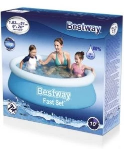Bestway 57392E Fast Set Up 6 Foot x 20 Inch Outdoor Inflatable Round Above Ground Backyard Compact Swimming Pool for Kids and Adults Family, Blue -Swimming Pools Sales unnamed file 1227