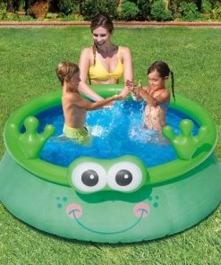 Summer Waves 6ft x 20in Inflatable Frog Character Quick Set Swimming Pool, Green