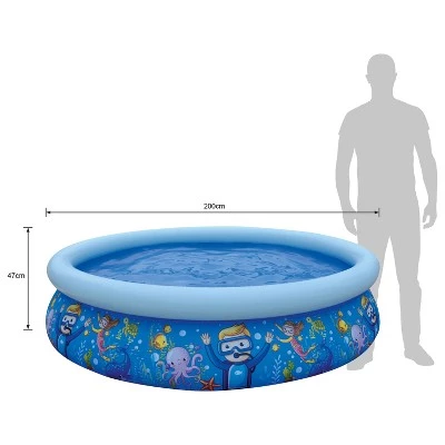 JLeisure 17788 Sun Club 6.75' x 18.5" 2 to 3 Person Capacity Sea World 3D Kids Above Ground Inflatable Outdoor Backyard Kiddie Swimming Pool, Blue 3 JLeisure 17788 Sun Club 6.75' x 18.5" 2 to 3 Person Capacity Sea World 3D Kids Above Ground Inflatable Outdoor Backyard Kiddie Swimming Pool, Blue - Image 3