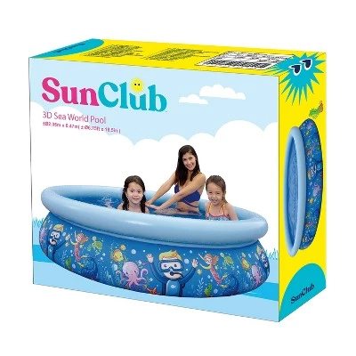 JLeisure 17788 Sun Club 6.75' x 18.5" 2 to 3 Person Capacity Sea World 3D Kids Above Ground Inflatable Outdoor Backyard Kiddie Swimming Pool, Blue 4 JLeisure 17788 Sun Club 6.75' x 18.5" 2 to 3 Person Capacity Sea World 3D Kids Above Ground Inflatable Outdoor Backyard Kiddie Swimming Pool, Blue - Image 4