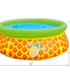 JLeisure Sun Club 17789 5 Foot x 16.5 Inch 1 to 2 Person Capacity Orange 3D Kids Above Ground Inflatable Outdoor Backyard Kiddie Swimming Pool