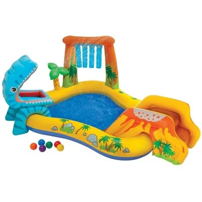 Intex 8' x 6.25' x 43" Dinosaur Play Center w/ 5' x 48" Kids Swimming Pool 1 Intex 8' x 6.25' x 43" Dinosaur Play Center w/ 5' x 48" Kids Swimming Pool