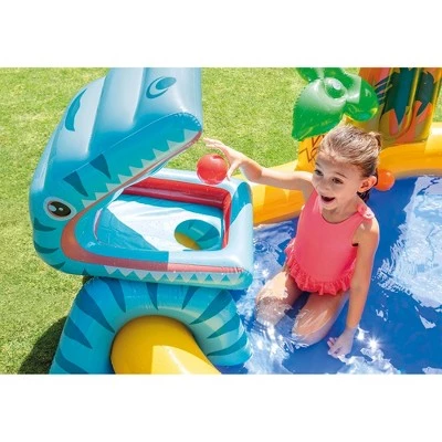 Intex 57444EP 8ft x 6.25ft x 43in Outdoor Dinosaur Water Splash Play Center Inflatable Kids Set Swimming Pool with Sprayer, Slide, and 6 Play Balls 1 Intex 57444EP 8ft x 6.25ft x 43in Outdoor Dinosaur Water Splash Play Center Inflatable Kids Set Swimming Pool with Sprayer, Slide, and 6 Play Balls
