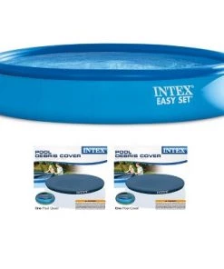 Intex 15’x33” Inflatable Swimming Pool w/ Filter Pump & 15’ Pool Cover (2 Pack)