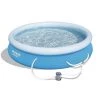 Bestway 57275E Fast Set Up 12ft x 30in Outdoor Inflatable Round Above Ground Swimming Pool Set with 330 GPH Filter Pump & Solution Blend, Blue