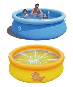 JLeisure Avenli 8' x 25" & 5' x 16.5" 2 to 3 Person Capacity Prompt Set and 3D Orange Above Ground Kids Inflatable Outdoor Swimming Pool (2 Pack)