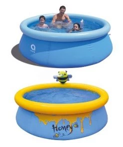 JLeisure Avenli 8' x 25" & 5' x 16.5" 2 to 3 Person Capacity Prompt Set and Bee Spray Above Ground Kids Inflatable Outdoor Swimming Pool (2 Pack)