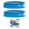 Intex 15’x33” Inflatable Swimming Pool w/ Filter Pump (2 Pack) & 15’ Pool Cover