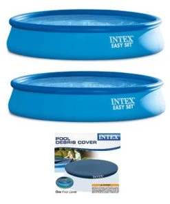 Intex 15’x33” Inflatable Swimming Pool w/ Filter Pump (2 Pack) & 15’ Pool Cover