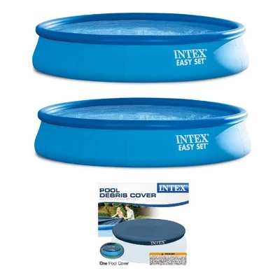 Intex 15’x33” Inflatable Swimming Pool w/ Filter Pump (2 Pack) & 15’ Pool Cover 1 Intex 15’x33” Inflatable Swimming Pool w/ Filter Pump (2 Pack) & 15’ Pool Cover