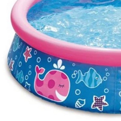 Summer Waves P1000515B167 Quick Set 5ft x 15in Round Inflatable Ring Backyard Kids Toddler Kiddie Swimming Splash Wading Pool, Pink Whale Print 1 Summer Waves P1000515B167 Quick Set 5ft x 15in Round Inflatable Ring Backyard Kids Toddler Kiddie Swimming Splash Wading Pool, Pink Whale Print