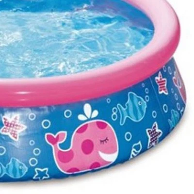 Summer Waves P1000515B167 Quick Set 5ft x 15in Round Inflatable Ring Backyard Kids Toddler Kiddie Swimming Splash Wading Pool, Pink Whale Print 2 Summer Waves P1000515B167 Quick Set 5ft x 15in Round Inflatable Ring Backyard Kids Toddler Kiddie Swimming Splash Wading Pool, Pink Whale Print - Image 2