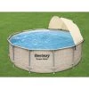 Bestway 13' x 42" Power Steel Frame Above Ground Swimming Pool Set with Canopy