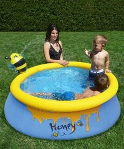 JLeisure Sun Club 12010 5 Foot x 16.5 Inch 1 to 2 Person Capacity Bee Spray 3D Kids Outdoor Above Ground Inflatable Kiddie Swimming Pool, Blue, 2 Pack -Swimming Pools Sales unnamed file 1373