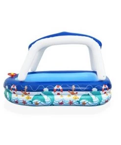 H2OGO! H20GO 84 x 61 x 52 Inch Sea Captain Inflatable Family Swimming Pool with Removable UV Careful Sunshade and Built In Steering Wheel with Horn