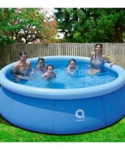 JLeisure Avenli 17807 10 Foot x 30 Inch 2 to 3 Person Capacity Prompt Set Above Ground Kids Inflatable Outdoor Backyard Kiddie Swimming Pool, Blue