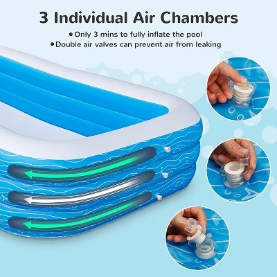 Ingbelle 118 x 72 x 22 Inch Family Inflatable Kiddie Volleyball Above Ground Indoor and Outdoor Swimming Pool with Net and Electric Pump, Blue 1 Ingbelle 118 x 72 x 22 Inch Family Inflatable Kiddie Volleyball Above Ground Indoor and Outdoor Swimming Pool with Net and Electric Pump, Blue