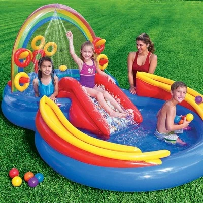 Intex 9.75ft x 6.33ft x 53in Inflatable Rainbow Play Pool and Ocean Play Pool 3 Intex 9.75ft x 6.33ft x 53in Inflatable Rainbow Play Pool and Ocean Play Pool - Image 3