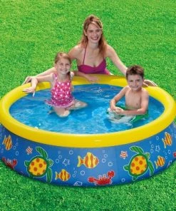 Summer Waves P1000515C167 5ft x 15in Inflatable Quick Set Pool w/ Ocean Print