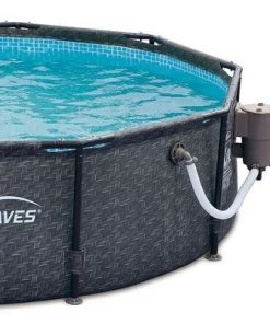 Summer Waves P20010301 Active 10ft x 30in Outdoor Round Frame Above Ground Swimming Pool Set with 120V Filter Pump with GFCI, Gray Wicker -Swimming Pools Sales unnamed file 151