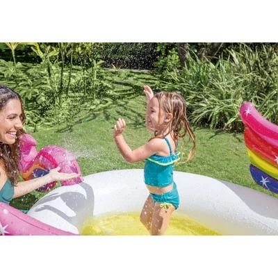 Intex 57441EP 107 x 76 x 41" Inflatable Rainbow Mystic Unicorn Spray Kiddie Pool 2 Intex 57441EP 107 x 76 x 41" Inflatable Rainbow Mystic Unicorn Spray Kiddie Pool - Image 2
