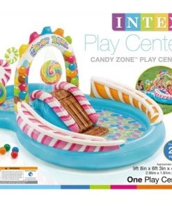 Intex 9ft x 6ft x 51in Kids Inflatable Candy Zone Play Center Pool w/ Waterslide