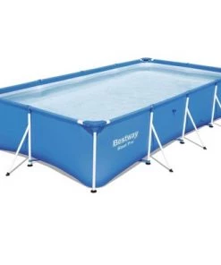 Bestway 13 Foot x 7 Foot x 32 Inch Rectangular Steel Pro Frame Durable 3 Ply PVC Above Ground Swimming Pool with 1,500 GPH Flowclear Filter Pump