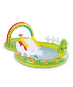 Intex 57154EP 114 Inch Colorful Inflatable My Garden Water Filled Extra Padded Outdoor Play Center with Slide and Built In Sprayer