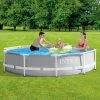 Intex 26701EH 10ft x 30in Prism Frame Metal and PVC 4-Person Outdoor Above Ground Swimming Pool Set with 330 GPH Filter Pump and Easy Set-Up, Gray