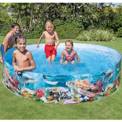 Intex Deep Sea Blue 8 feet x 18 inch SnapSet Instant Round Above Ground Swimming Kiddie Pool for Kids Ages 3 Years and Up 4 Intex Deep Sea Blue 8 feet x 18 inch SnapSet Instant Round Above Ground Swimming Kiddie Pool for Kids Ages 3 Years and Up - Image 4