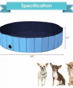 Costway 63'' Foldable Dog Pet Pool Kiddie Bathing Tub Indoor Outdoor Portable Leakproof