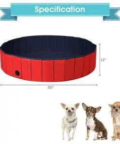 Costway 55'' Foldable Dog Pet Pool Kiddie Bathing Tub Indoor Outdoor Leakproof Portable