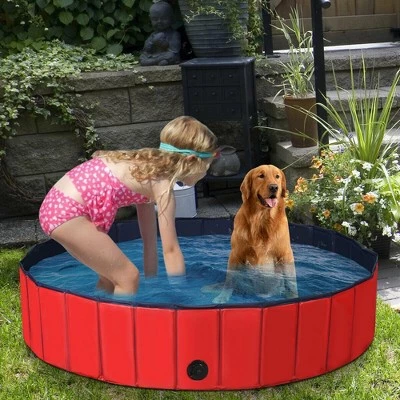 Costway 55'' Foldable Dog Pet Pool Kiddie Bathing Tub Indoor Outdoor Leakproof Portable 2 Costway 55'' Foldable Dog Pet Pool Kiddie Bathing Tub Indoor Outdoor Leakproof Portable - Image 2