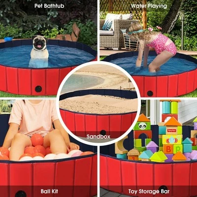 Costway 55'' Foldable Dog Pet Pool Kiddie Bathing Tub Indoor Outdoor Leakproof Portable 3 Costway 55'' Foldable Dog Pet Pool Kiddie Bathing Tub Indoor Outdoor Leakproof Portable - Image 3