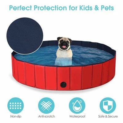 Costway 55'' Foldable Dog Pet Pool Kiddie Bathing Tub Indoor Outdoor Leakproof Portable 4 Costway 55'' Foldable Dog Pet Pool Kiddie Bathing Tub Indoor Outdoor Leakproof Portable - Image 4