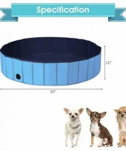 Costway 55'' Foldable Dog Pet Pool Kiddie Bathing Tub Indoor Outdoor Portable Leakproof