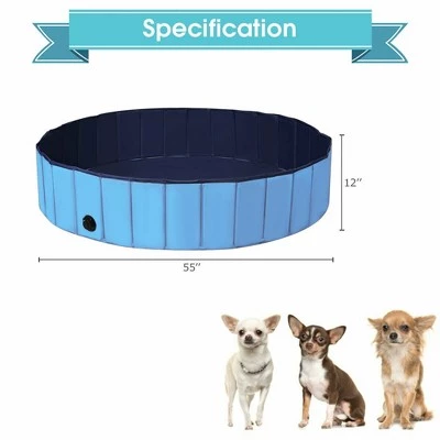 Costway 55'' Foldable Dog Pet Pool Kiddie Bathing Tub Indoor Outdoor Portable Leakproof 1 Costway 55'' Foldable Dog Pet Pool Kiddie Bathing Tub Indoor Outdoor Portable Leakproof