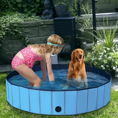 Costway 55'' Foldable Dog Pet Pool Kiddie Bathing Tub Indoor Outdoor Portable Leakproof 2 Costway 55'' Foldable Dog Pet Pool Kiddie Bathing Tub Indoor Outdoor Portable Leakproof - Image 2