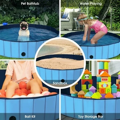 Costway 55'' Foldable Dog Pet Pool Kiddie Bathing Tub Indoor Outdoor Portable Leakproof 3 Costway 55'' Foldable Dog Pet Pool Kiddie Bathing Tub Indoor Outdoor Portable Leakproof - Image 3