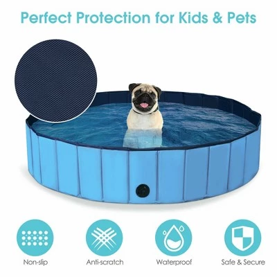Costway 55'' Foldable Dog Pet Pool Kiddie Bathing Tub Indoor Outdoor Portable Leakproof 4 Costway 55'' Foldable Dog Pet Pool Kiddie Bathing Tub Indoor Outdoor Portable Leakproof - Image 4
