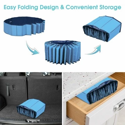Costway 55'' Foldable Dog Pet Pool Kiddie Bathing Tub Indoor Outdoor Portable Leakproof 6 Costway 55'' Foldable Dog Pet Pool Kiddie Bathing Tub Indoor Outdoor Portable Leakproof - Image 6