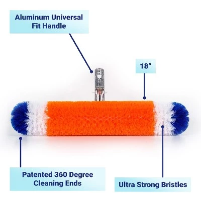 Blue Torrent 18" 360 Degree Brush Around Polypropylene Bristles Above and In Ground Swimming Pool Wall and Floor Cleaning Brush Attachment Accessory 2 Blue Torrent 18" 360 Degree Brush Around Polypropylene Bristles Above and In Ground Swimming Pool Wall and Floor Cleaning Brush Attachment Accessory - Image 2