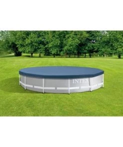 Intex 28031E 12 Foot Round Frame Set Easy Above Ground Swimming Pool Debris Cover with Tie-Down Ropes and Drain Holes, (Pool Sold Separately)