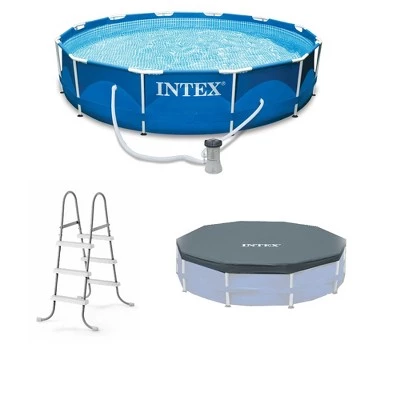 Intex 28031E 12 Foot Round Frame Set Easy Above Ground Swimming Pool Debris Cover with Tie-Down Ropes and Drain Holes, (Pool Sold Separately) 4 Intex 28031E 12 Foot Round Frame Set Easy Above Ground Swimming Pool Debris Cover with Tie-Down Ropes and Drain Holes, (Pool Sold Separately) - Image 4